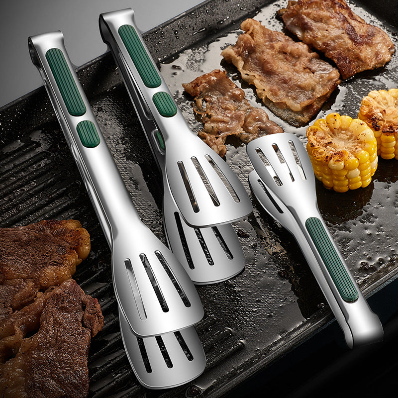 304 Stainless Steel Kitchen Tongs with Non-Slip Silicone Handle, 7/9/11 Inch Heat-Resistant Food Tongs for BBQ, Cooking, Salad, Bread and Meat