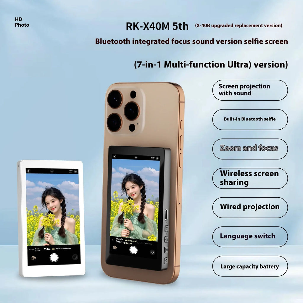 X40M Audio Zoom black magnetic mobile phone projector showing rear mount and compact size