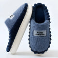 Men's thick-soled slip-on house slippers with fluffy fleece, suede upper and non-slip PVC sole
