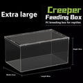 Clear acrylic reptile feeding box with five size options for different reptile species