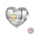 S925 sterling silver love heart bead charm, 1.1cm by 1.2cm with 0.45cm hole, colour BSC1135