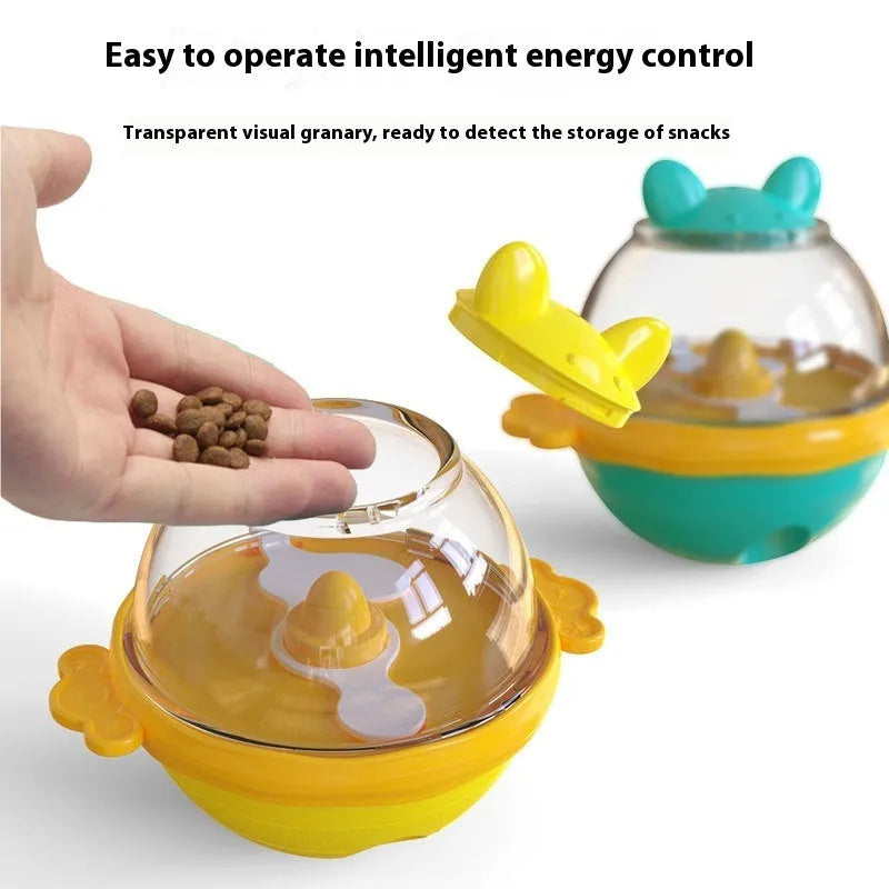 Lake blue TPR pet tumbler feeder toy for dogs with treat openings