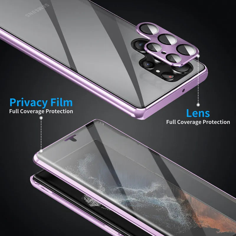 Samsung Galaxy S24 Ultra phone case with a magnetic mirror and metal construction in multiple colour options.