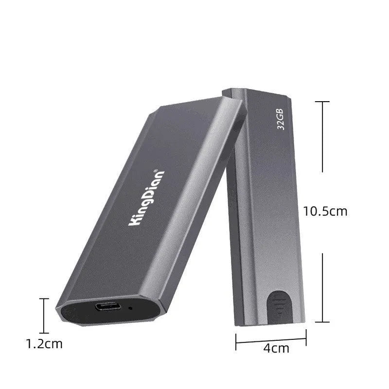 Grey aluminium USB 3.0 portable SSD hard drive for mobile phone connection