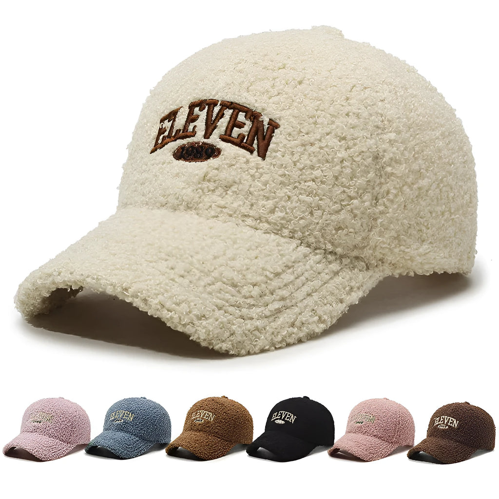 Winter baseball cap with lambskin lining in adjustable dome design showing colour options