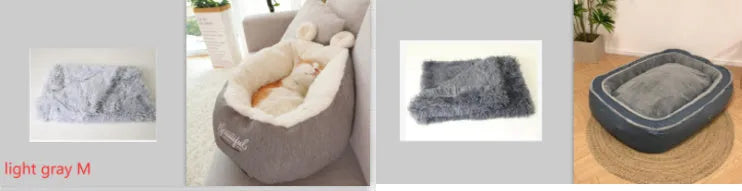 Warming pet dog bed cotton cushion in grey for small puppies size S and M
