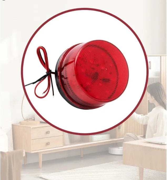 HC-79 24V red warning and alarm light with strobe, 73mm diameter.