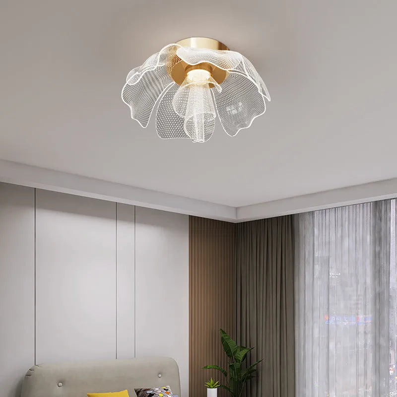 55cm flower acrylic ceiling light with iron body, 220V, offering white, warm, and tricolour light