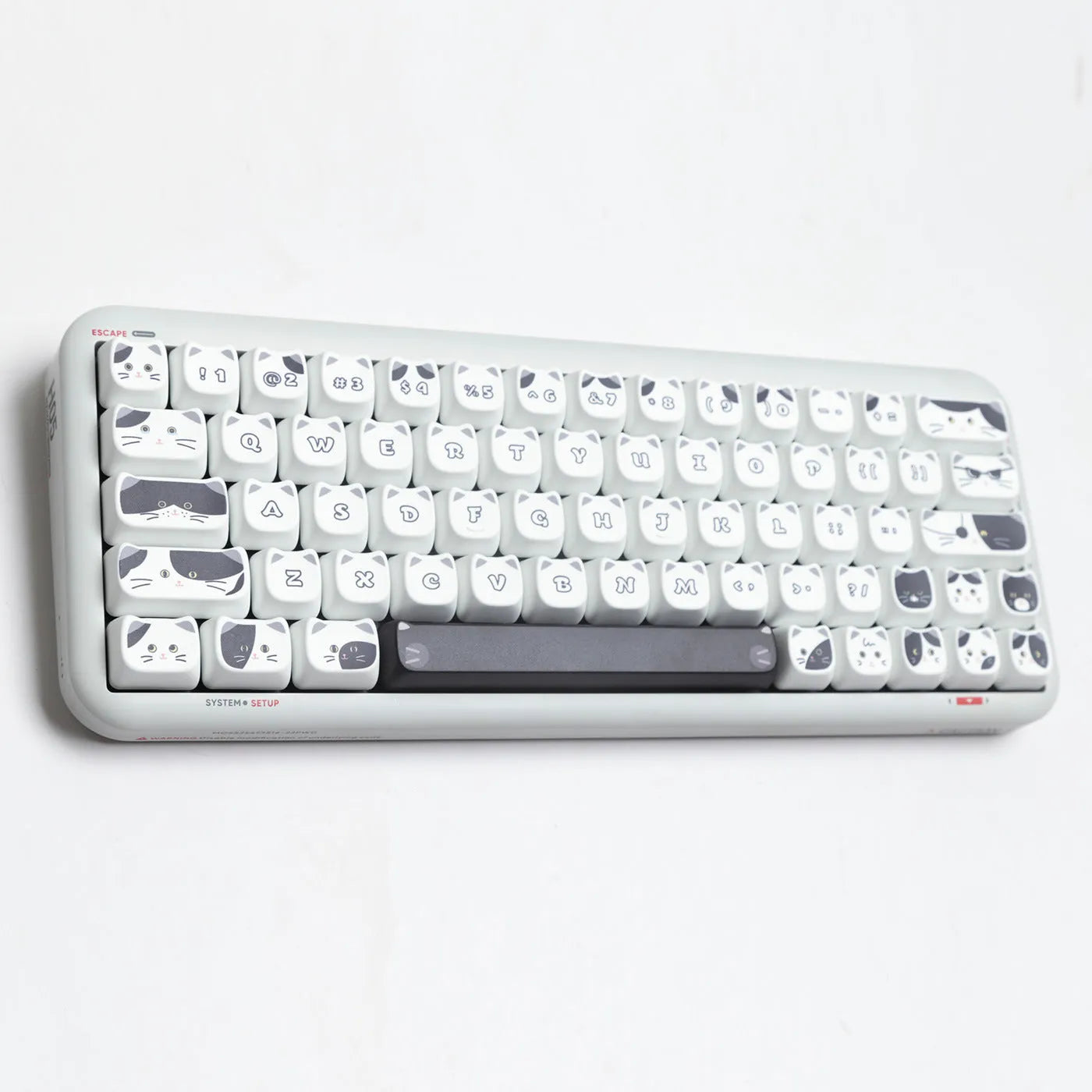 Black and white kitten full set sublimation key cap set with PBT material in MAO height for mechanical keyboards