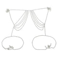Multi-layer silver rhinestone waist chain for women, hip-hop style body jewellery
