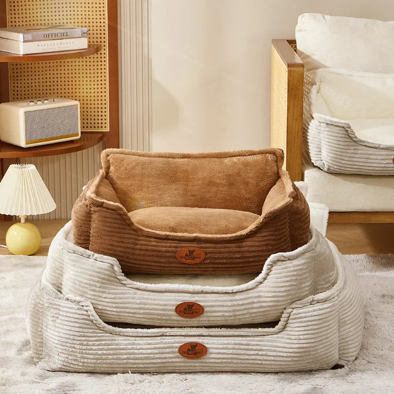 Universal removable washable pet bed for small medium dogs cats in coffee white colour