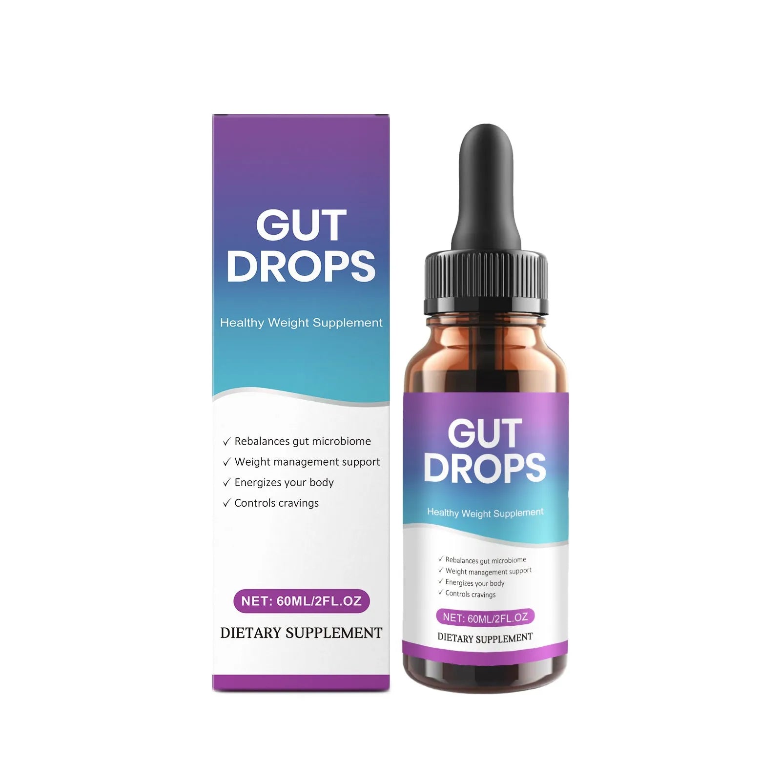 60ml intestinal care supplement drops bottle with dropper for digestive support