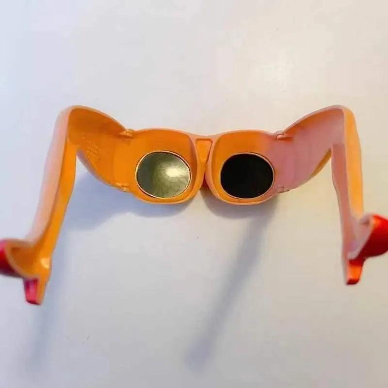 Oversized orange plastic leg hip sunglasses with a novelty personality style design.