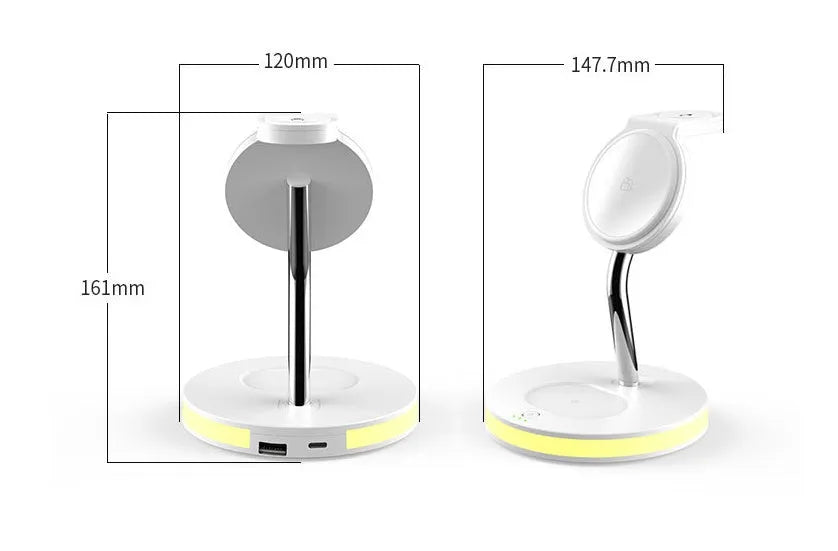 F17 four-in-one wireless charger in black with magnetic lock and indicator light