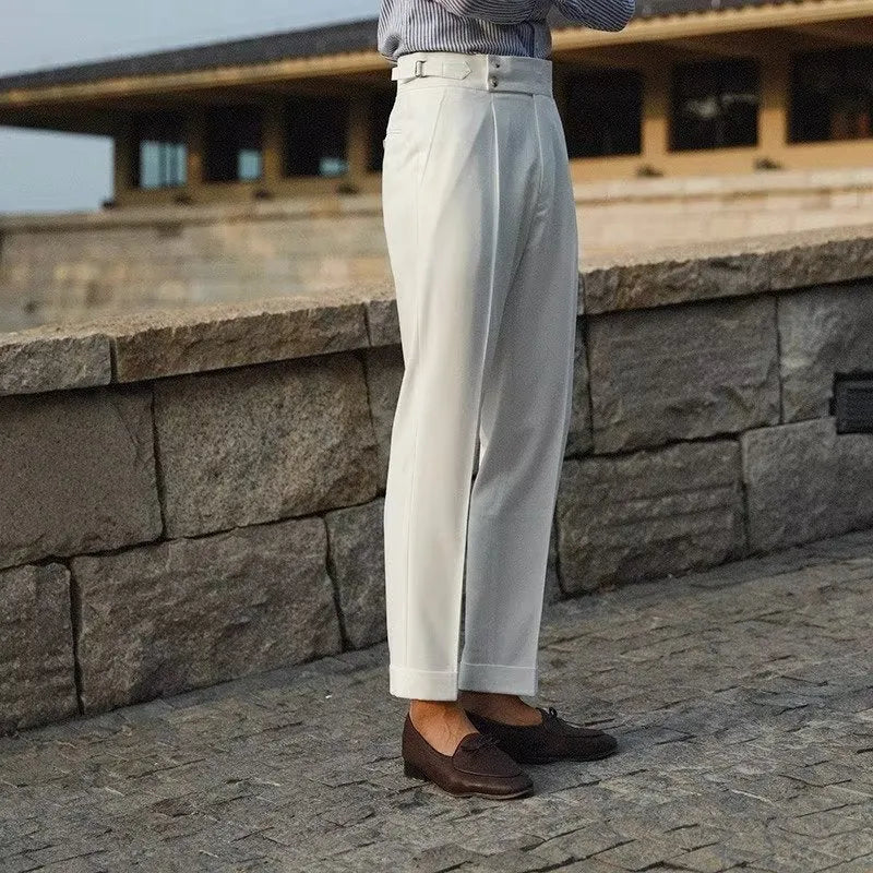 Men's slim-fit formal trousers in straight-leg design for business wear