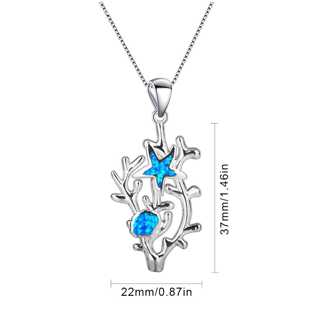 Blue sea cucumber pendant on copper chain with electroplated finish, natural style design