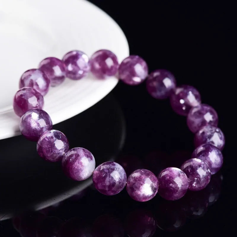 Grandmother crystal bracelet with geometric purple beads in Korean style design