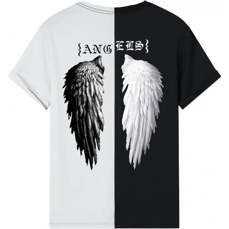 Men's short-sleeved street sports T-shirt with digital printed pattern on flat mop cloth fabric