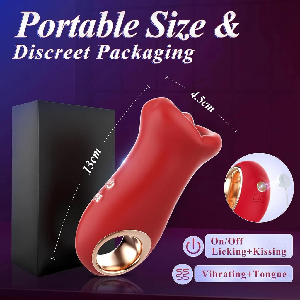 Red lips and tongue vibrator in Abby Red colour made from silicone and ABS
