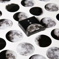 Black moon phase and calendar planet sticker set containing 45 pieces for decorative hand accounting