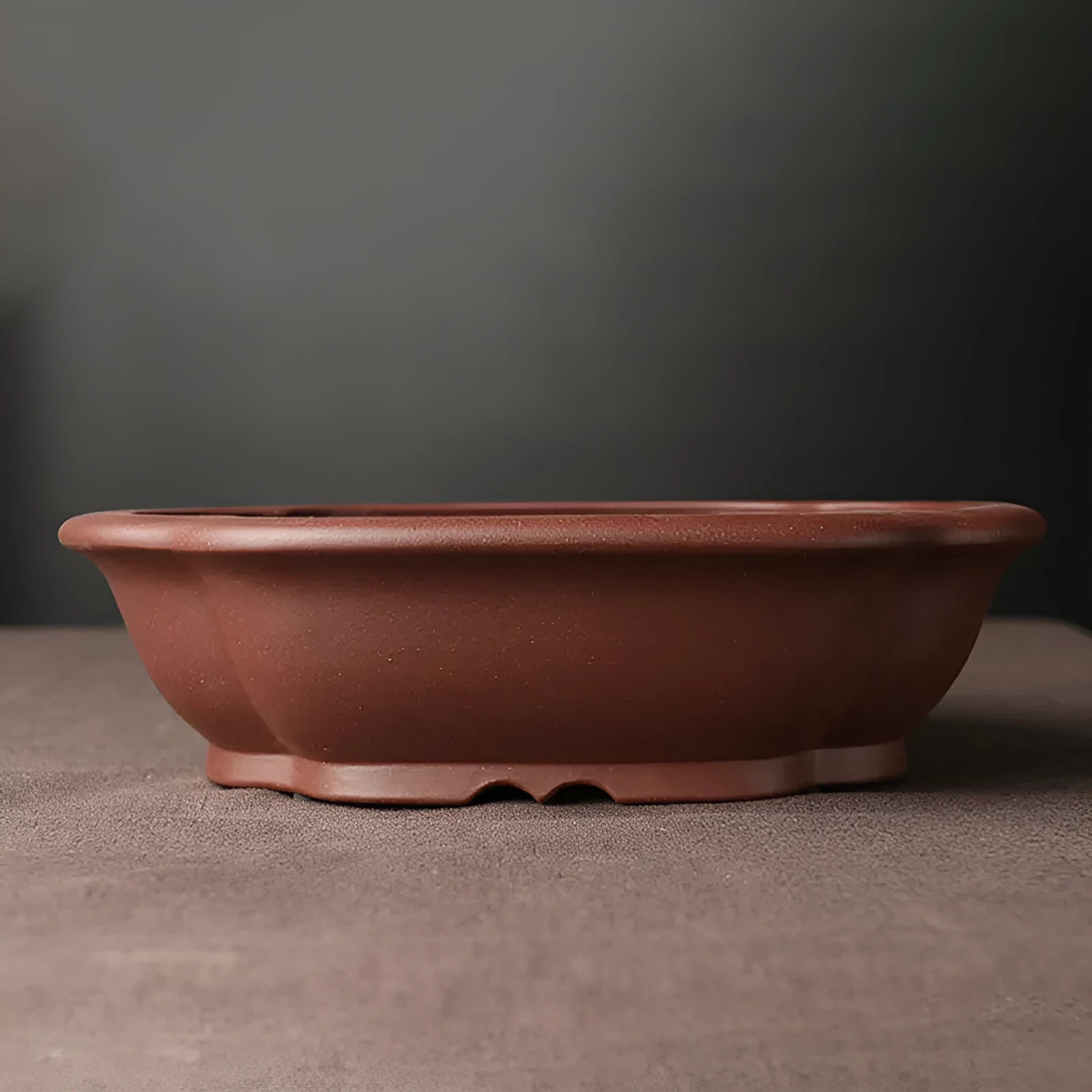Handmade purple clay bonsai basin in classical Chinese plain style