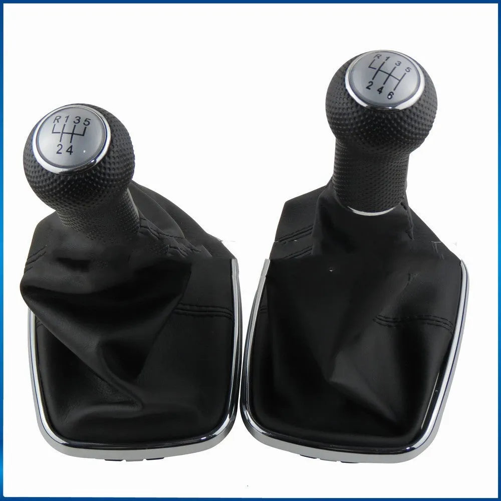 Volkswagen Mk4 6-speed manual gear shift knob with silver frame and black line detailing