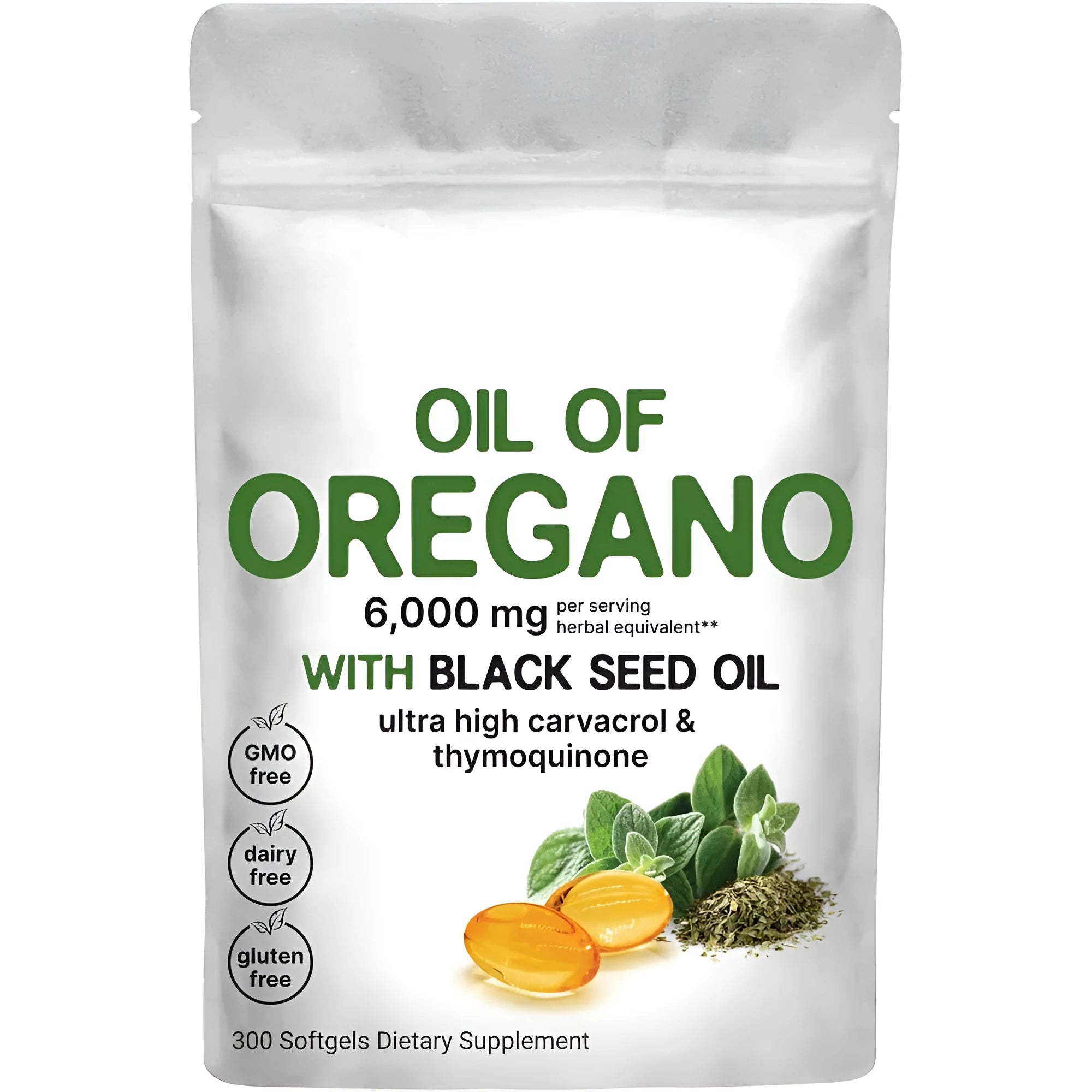 Butter black seed oil soft capsules supplement in packaging showing 180 or 300 tablet options