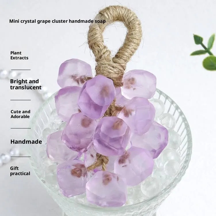 Handmade grape soap with brown cotton string, 25g net content, peach or deep purple gift box option