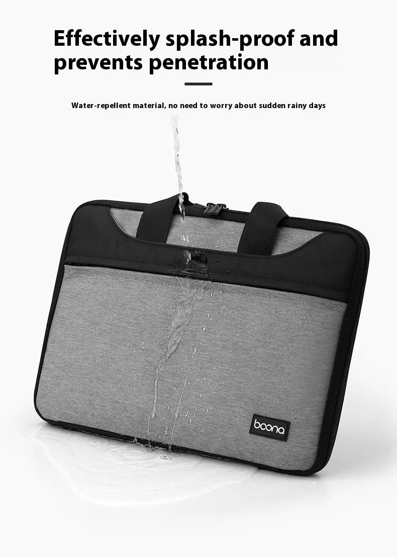 Black Oxford cloth laptop shoulder bag with soft carry handle for business travel.