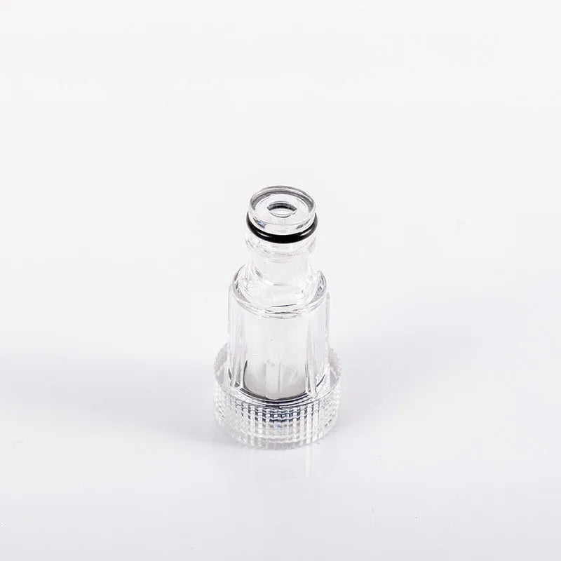 Transparent plastic water inlet joint for Karcher pressure washers with 3cm diameter