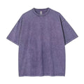 Solid colour cotton short sleeve men's t-shirt in washed black casual summer top front view