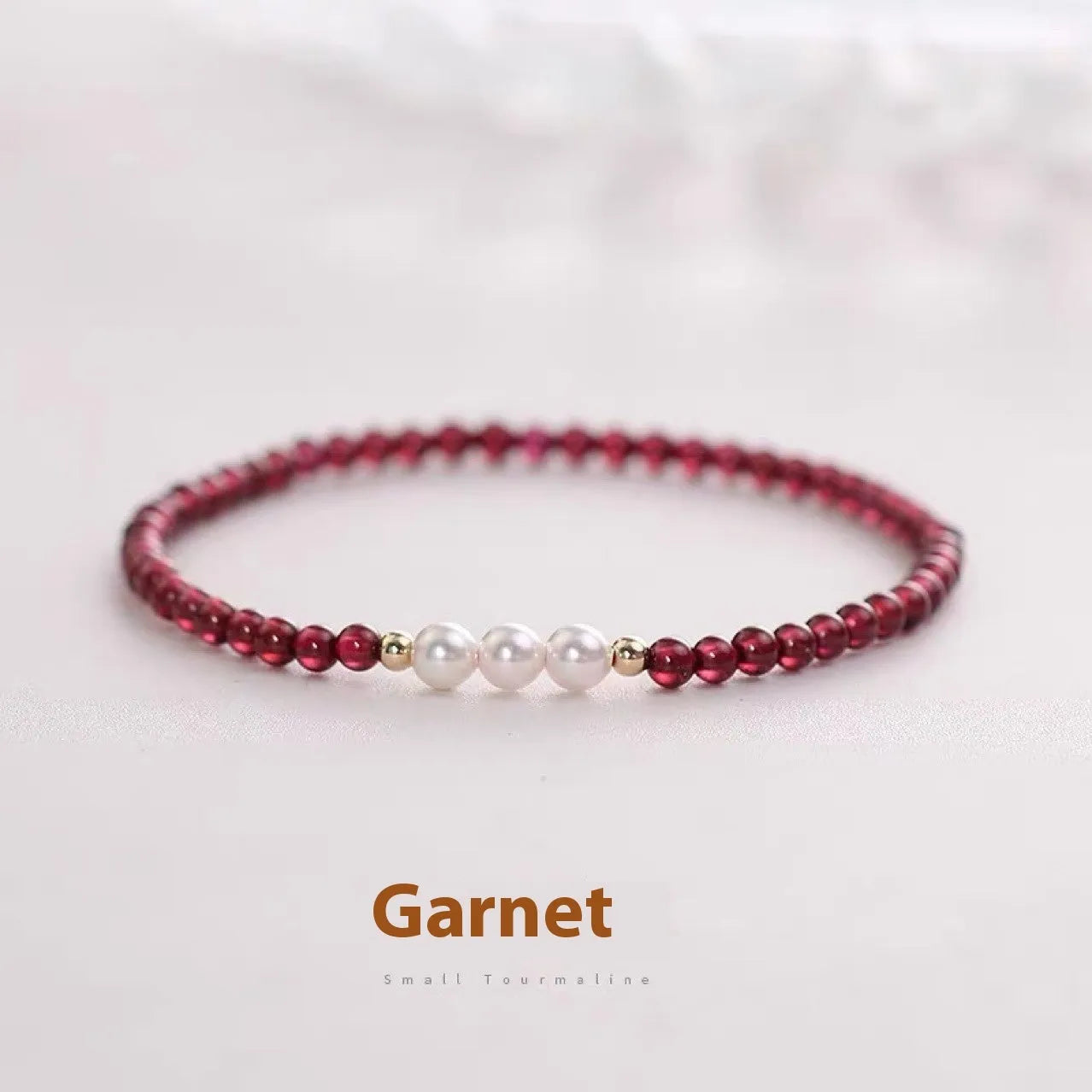 Women's artificial pearl bracelet with 3mm new Chinese garnet beads and crystal elements in fashion OL style