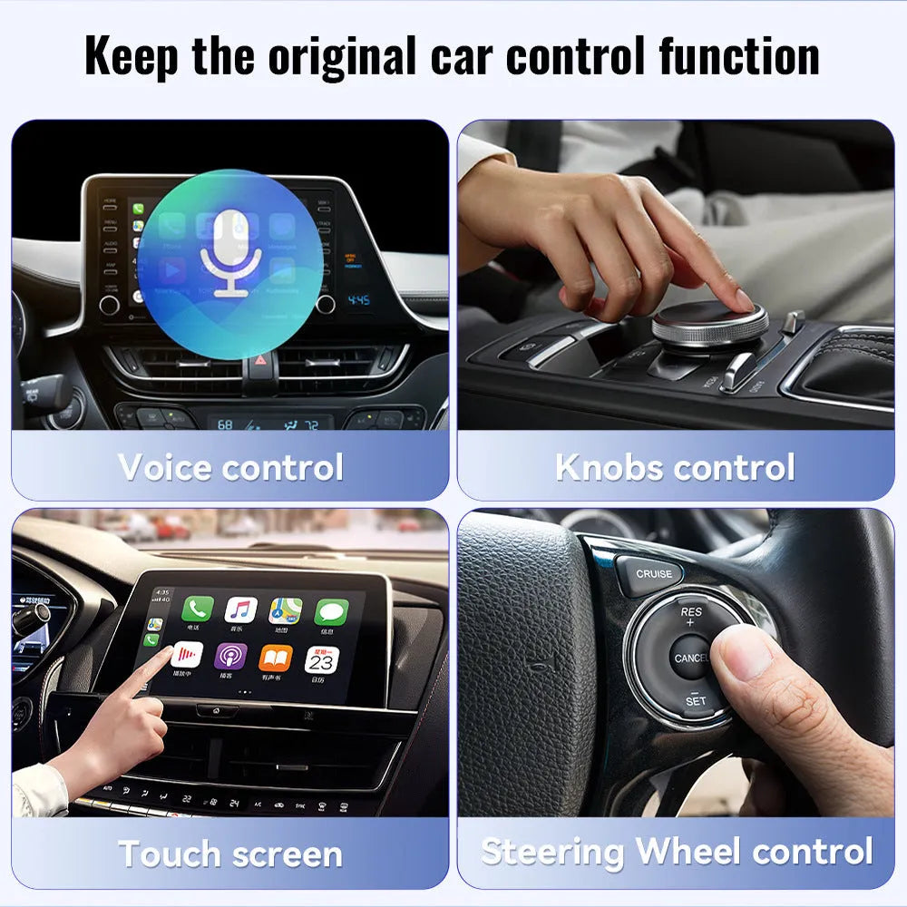 Black CarPlay USB interface adapter measuring 26×55×13mm with compact ABS PC housing
