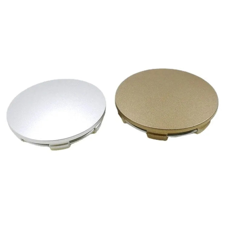 65mm diameter ABS plastic car hub centre cover in antique copper colour with aluminium label.