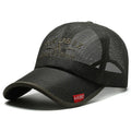 Men's adjustable cotton mesh baseball cap in Army Green colour on a white background.