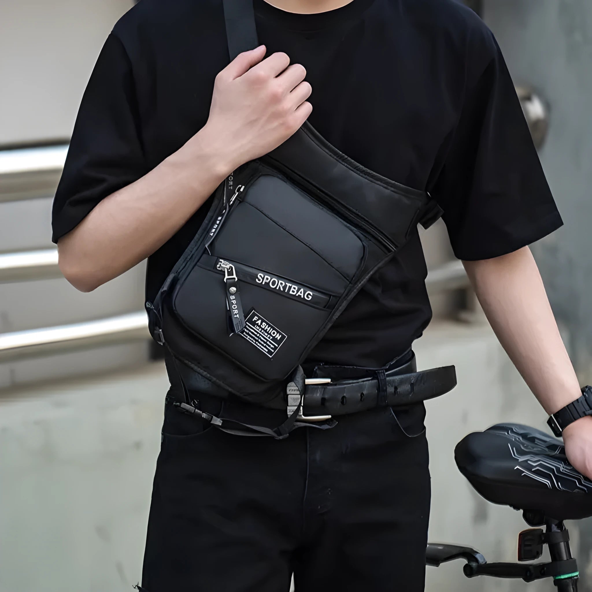 Men's nylon crossbody leg bag for cycling in multiple colour options