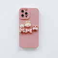 Women's decorative iPhone case with a raised three-dimensional doll bear design on a TPU protective cover.