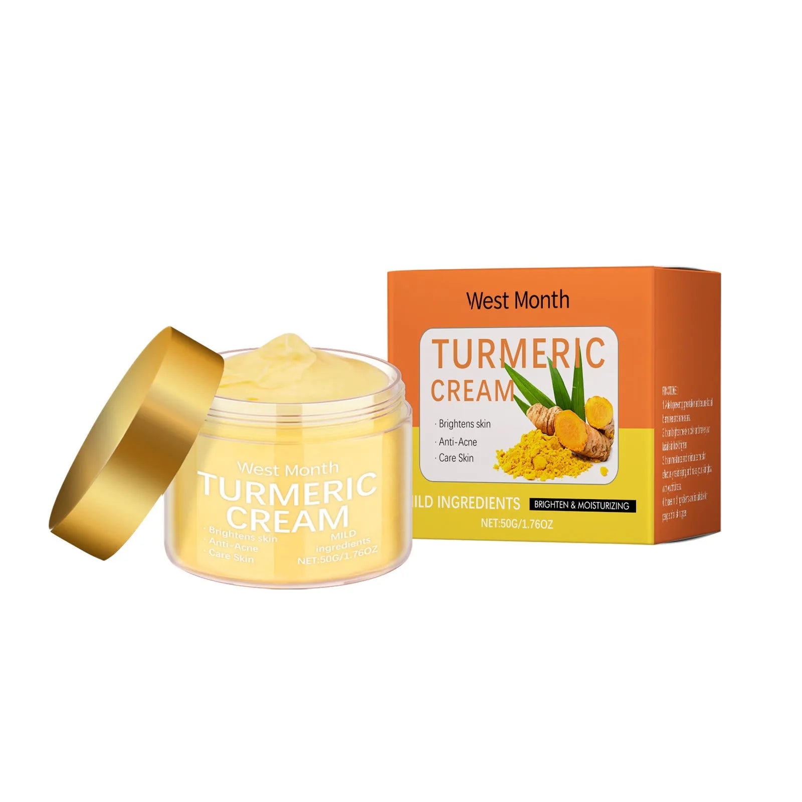 Turmeric moisturising facial cream in a 50g container for daily skin hydration