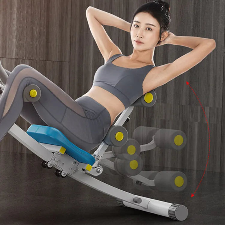 Home female belly training waist-shaping machine with metal frame, black ribbon drawstring, 113x30x70cm