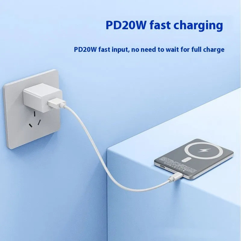 Gun grey magnetic wireless power bank showing slim alloy case with wireless charging surface