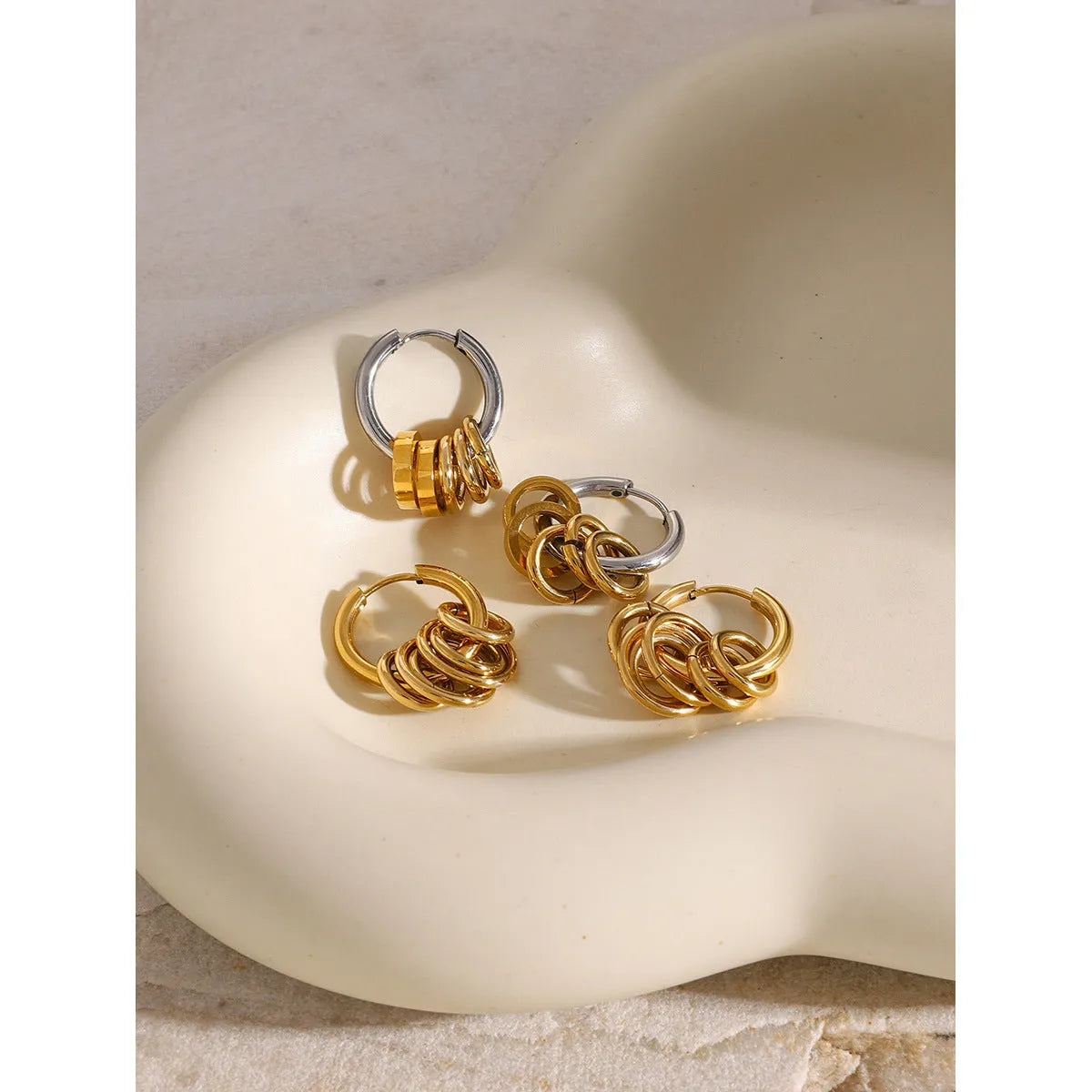 Stainless steel colour matching earrings with electroplated finish in modern ins style