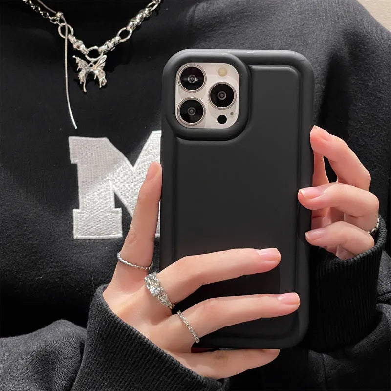 Silicone soft phone case for iPhone, available in multiple colours including black and khaki, flexible protective cover