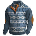 Long-sleeved loose fit grey sweater with a raised 3D geometric pattern and four-button front closure.
