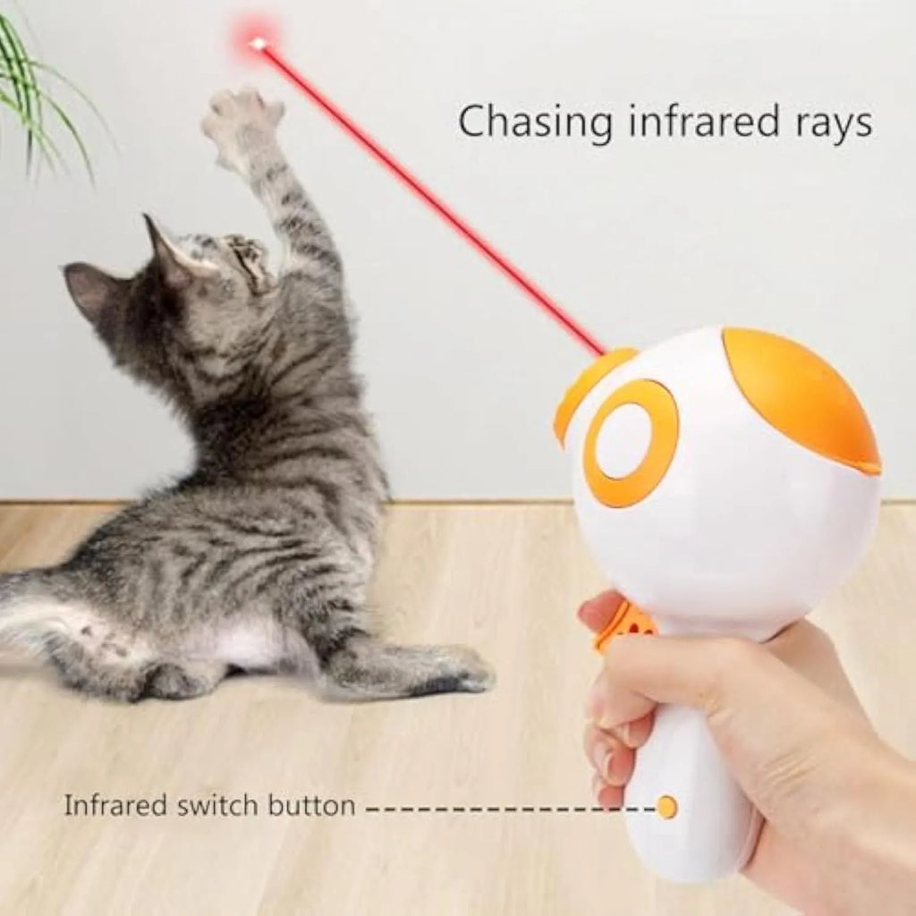 Green, orange, and pink plastic interactive dog treat launcher and slow feeder toy.