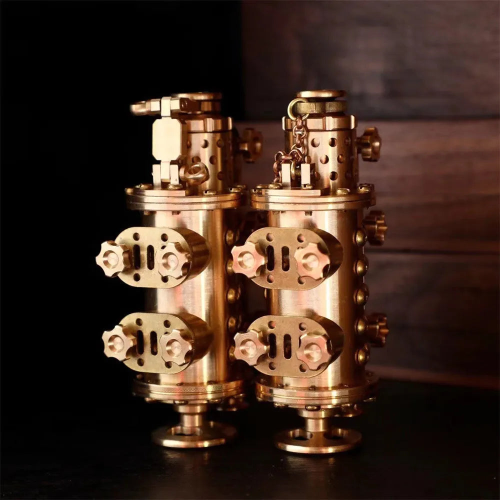 All copper handmade mechanical punk kerosene lighter with brass colour and shaft even format