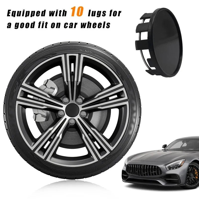 Black and silver plastic 54mm wheel hub caps for Japanese vehicles