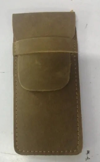Vintage leather pencil case in square design showing black and brown colour options