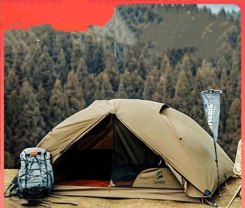 Leisure Portable Stand Camp Tent 2 person double skin tent in brown and dark green 220x132x110cm