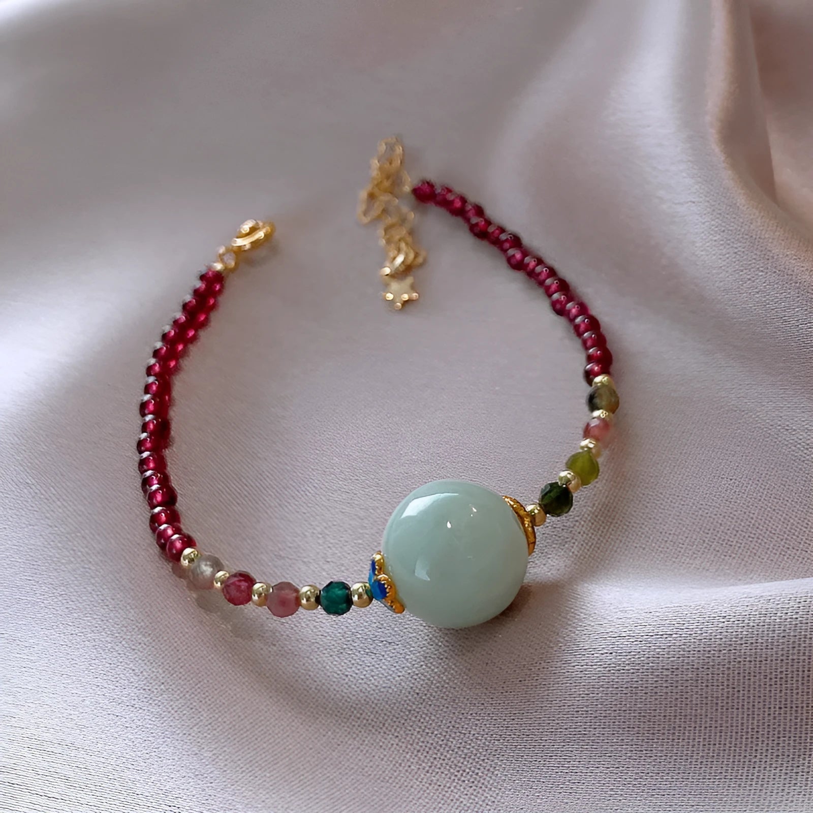 Women's aquamarine tourmaline bracelet with Korean drop shape design in Chinese style