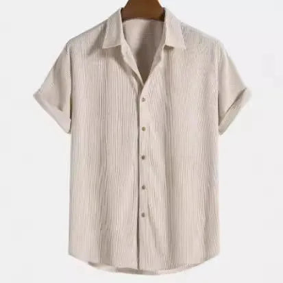 Men's short-sleeved casual polyester shirt on a hanger, shown in a GKESJ colour variant.